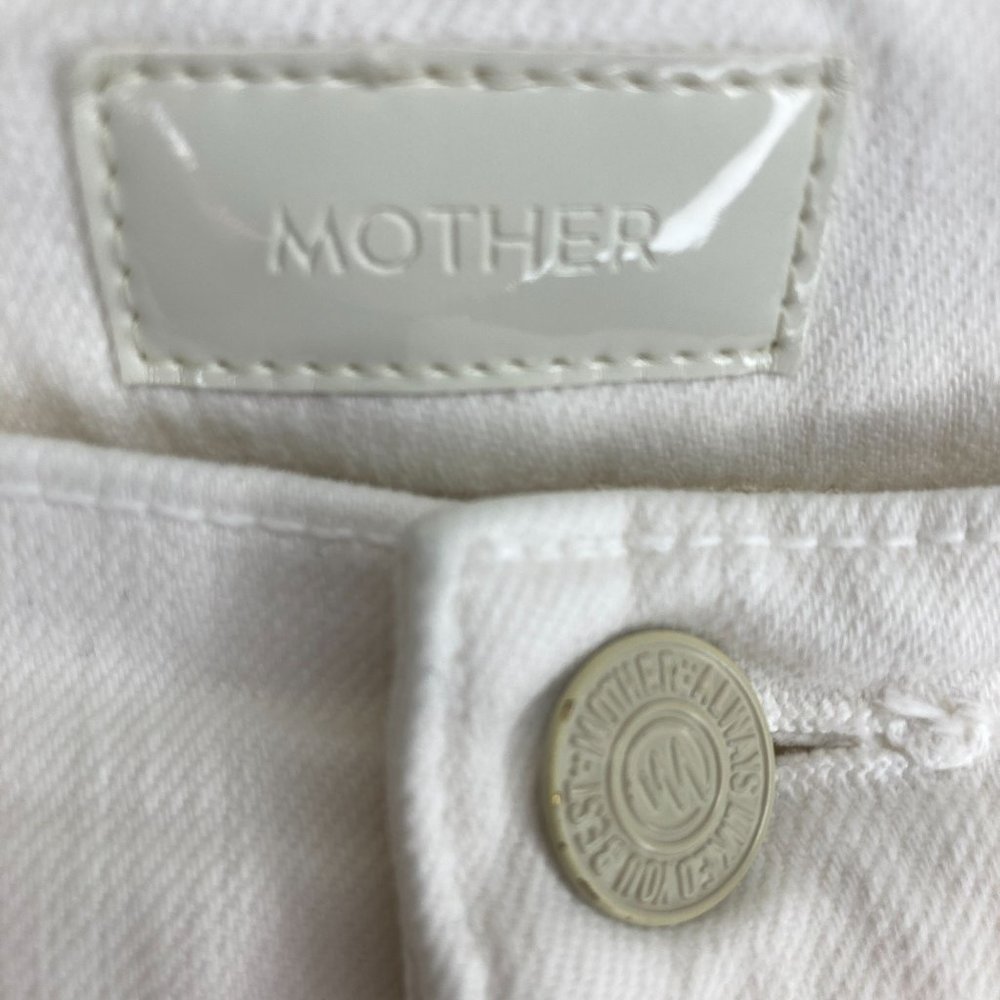 MOTHER White Cream Puffs The Rascal Crop Fray Raw Hem Jeans Size 26 womens